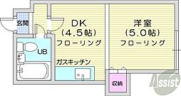 ジークレフ元町 1DKの間取図画像