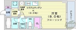 プライムアーバン北14条 1Kの間取図画像