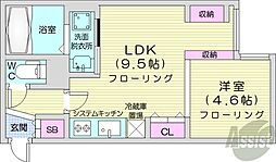 CREA南8条 1LDKの間取図画像