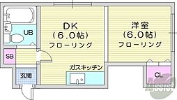 プチメゾン麻生 1DKの間取図画像
