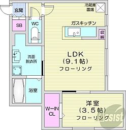 ALPHA RESIDENCE 円山北2条(アルファレジデンス円山北2条) 1LDKの間取図画像