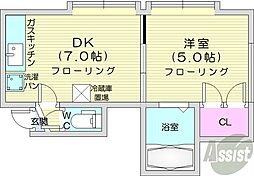 ラ・メゾン22 1DKの間取図画像