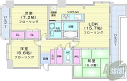 第3エクセルナガタ 3LDKの間取図画像