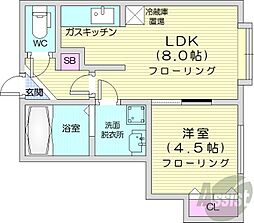カーサ・セティーモ 1LDKの間取図画像