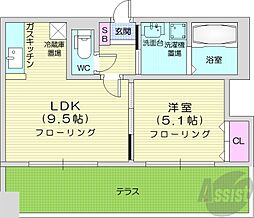 グラスN21 1LDKの間取図画像