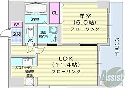 サンクルミエール大通南 1LDKの間取図画像