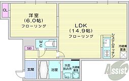 ルピナス 1LDKの間取図画像