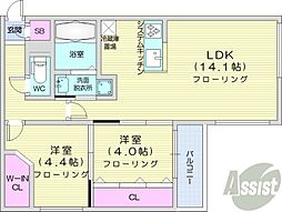 札幌市中央区北三条西30丁目マンション 2LDKの間取図画像