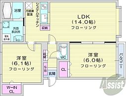 グラヴィス 2LDKの間取図画像