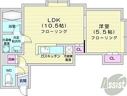 プロスパー麻生 1LDKの間取図画像