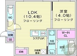 patio菊水 1LDKの間取図画像