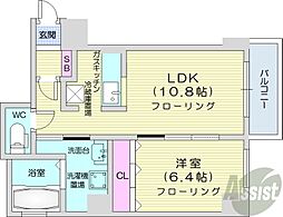 レフィナード北12条 1LDKの間取図画像