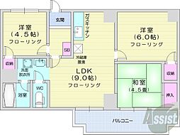 アーバンコート新琴似 3DKの間取図画像