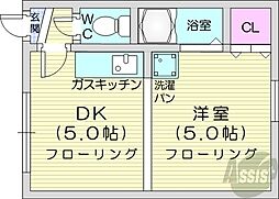 グランツール北26条 1DKの間取図画像