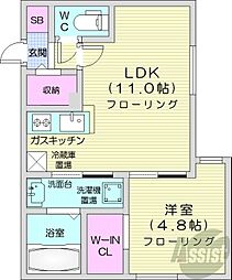 ラ・エスペランス麻生 1LDKの間取図画像