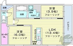 ラ・エスペランス麻生 2LDKの間取図画像