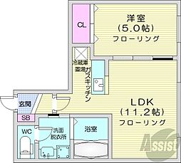 リージェントS札幌 1LDKの間取図画像