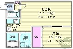 グランディールN9 1LDKの間取図画像