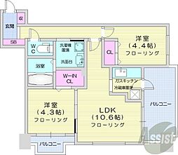 S-FORT北大前 2LDKの間取図画像