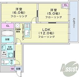 AXIS-FA苗穂 2LDKの間取図画像