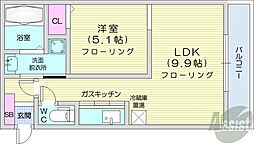 札幌レジデンス近代美術館 1LDKの間取図画像
