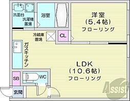 シティレジデンス南6条 1LDKの間取図画像