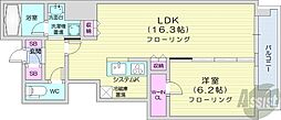 マストライフ南4条 1LDKの間取図画像