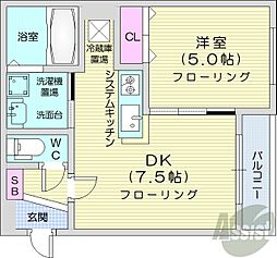 プレミアシティ元町 1LDKの間取図画像