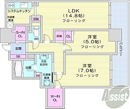 プレミストタワーズ札幌苗穂ブライトゲート 2LDKの間取図画像