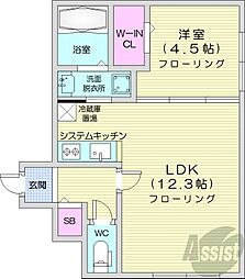 Erice N27 1LDKの間取図画像
