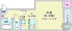 ベルメゾン北22条 1Kの間取図画像
