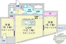 partire創成イースト 2LDKの間取図画像