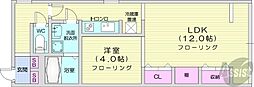 ブラスハート麻生 1LDKの間取図画像