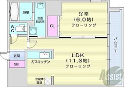 ティアラ資生館 1LDKの間取図画像