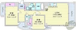 クレステージS6W12タワー 2LDKの間取図画像