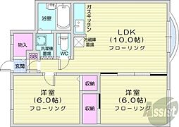 アスター山鼻 2LDKの間取図画像