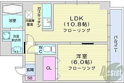 N35フジイMS 1LDKの間取図画像