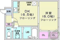 クィーンパレス21 1DKの間取図画像