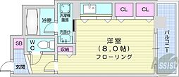 ブランノワールN13.exe ワンルームの間取図画像