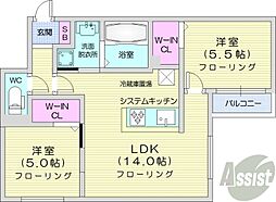 シティプラザN23 2LDKの間取図画像