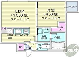 仮)ラ・シュエット南郷リュヌ 1LDKの間取図画像