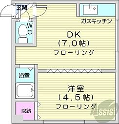 アムクレスト242-1 1DKの間取図画像