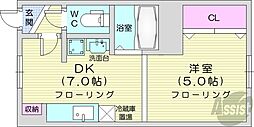 サンクレスト静 1DKの間取図画像