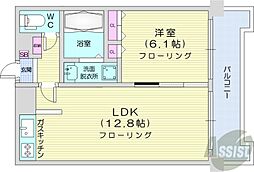 グランカーサ南9条 1LDKの間取図画像