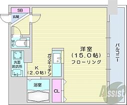 エッジウォーターテラス 1Kの間取図画像
