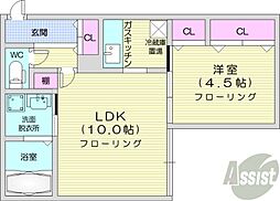 EtoileN34 1LDKの間取図画像