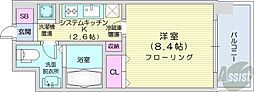 RESIDIAKITA-SANJO 1Kの間取図画像