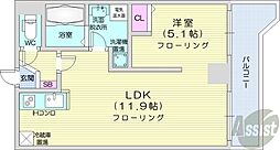 グランカーサ永山公園通east 1LDKの間取図画像