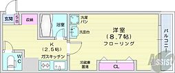 アクロビュー北大前 1Kの間取図画像