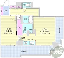 パシフィックタワー札幌 1LDKの間取図画像